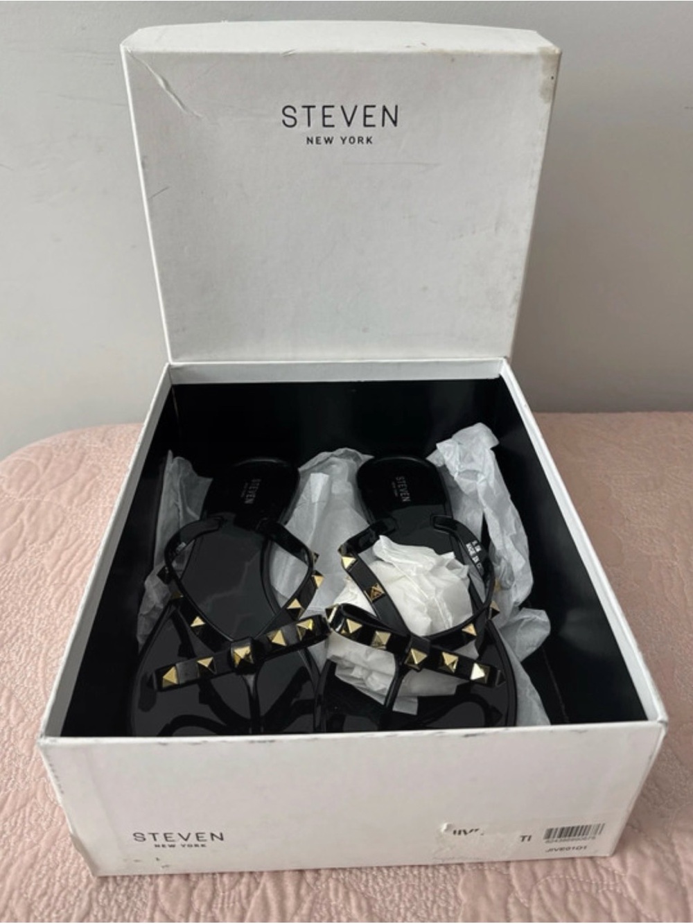 Steven New York Black Studded Sandals